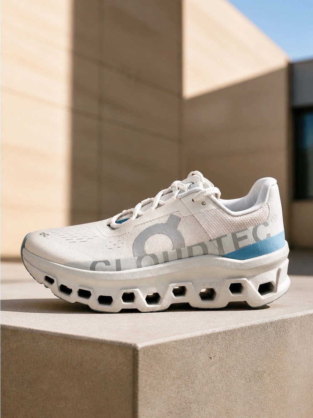 On Running Women's White and Light Blue Cloudtec Trainer